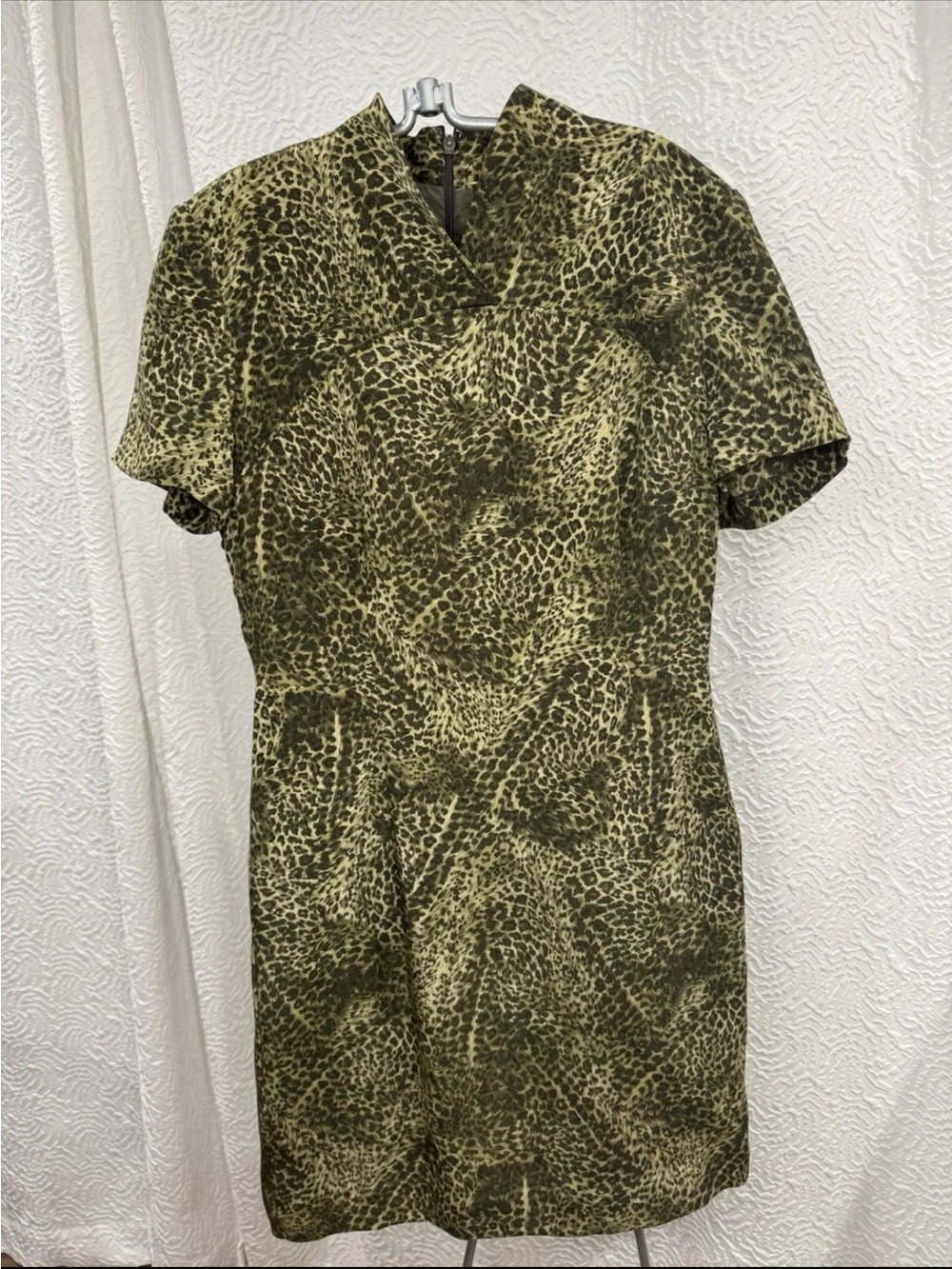 Dana Buchman Olive Leopard-Print Mini Dress